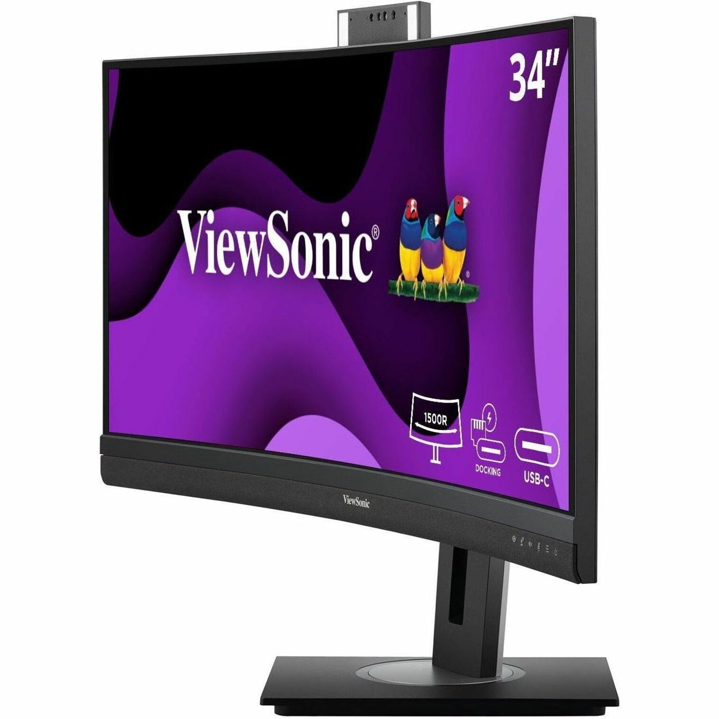 ViewSonic VG3457CV 34" Ultrawide QHD LED Monitor, Video Conferencing Docking Display, Windows Hello IR Webcam, 100W USB-C, 1440p Curved Screen, Built-in Speakers, RJ45 - VG3457CV Black (3 Year Warranty)