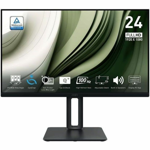 MSI Pro MP245PG 24" Full HD IPS LCD Monitor, 100Hz, 1ms MPRT, Ergonomic Design, Eye Care Technology, 300 Nit, Adaptive Sync, Built-in Speakers, VESA Mount - Black - PROMP245PG (1 Year Warranty)