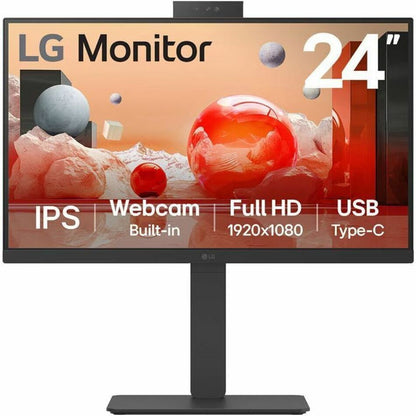 LG 24BA850-B 24" Business LCD Monitor, Full HD IPS, Built-in FHD Webcam/Mic/Speakers, USB-C 90W, 100Hz, RJ45, 6 USB Ports, Height/Pivot/Tilt/Swivel Stand, EPEAT, Black