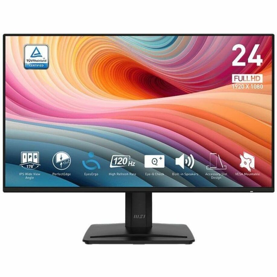 MSI Pro MP242A E2 24" LED Monitor, 120Hz FHD IPS Display, 1ms MPRT, HDR Ready, EyesErgo Technology, Adaptive Sync, Built-in Speakers, HDMI/DP/VGA, VESA Mount, Black - PROMP242AE2 (3 Year Warranty)