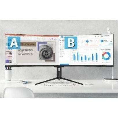 V7 L490DQ-HAS-N 49" Class Dual Quad HD (DQHD) Curved Screen LED Monitor - 32:9 - Black