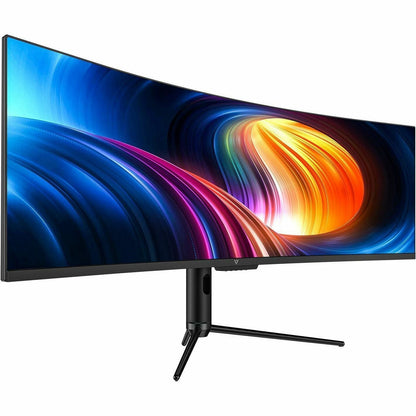 V7 L490DQ-HAS-N 49" Class Dual Quad HD (DQHD) Curved Screen LED Monitor - 32:9 - Black
