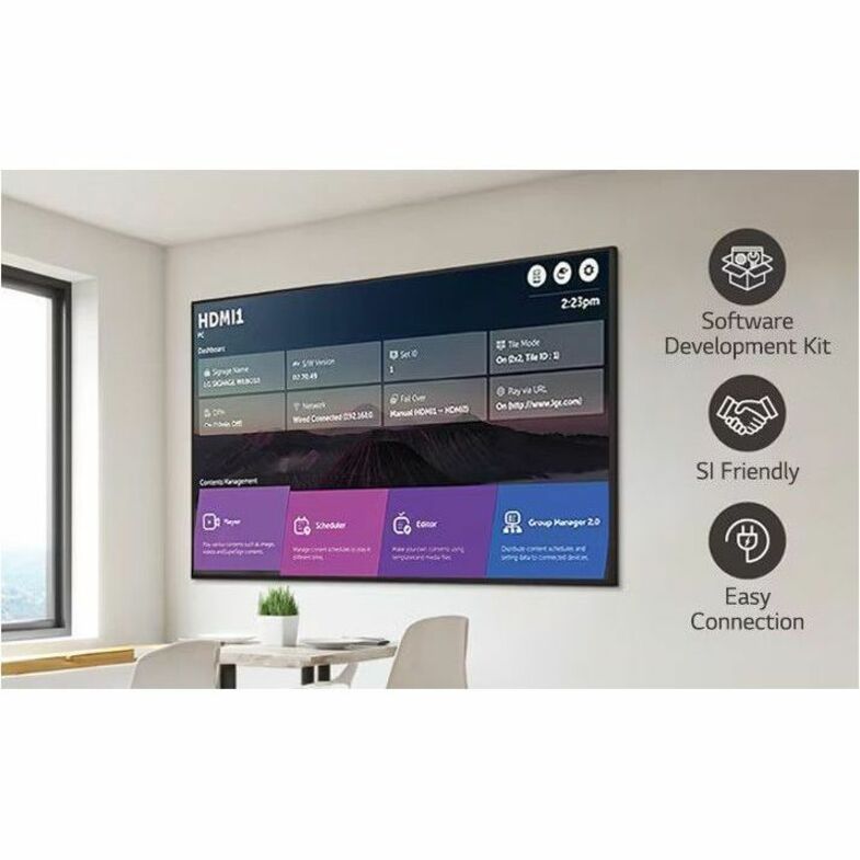 LG UH5N-M 86" UHD Signage Display, Slim Design, Fire Flame Resistance, Enhanced Security, 120Hz, Multi-USB, Anti-Glare, webOS, IP5x, ISO/IEC 15408 (1 Year Warranty)