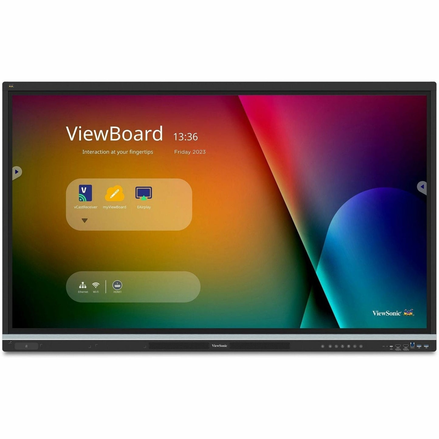 ViewSonic IFP5551 55 Inch 4K ViewBoard Interactive Smart Board with Integrated Education Software, Android 14, Google EDLA, 50-Point Touch, Built-in Microphone, HDMI, VGA, USB Hub, and USB C Inputs