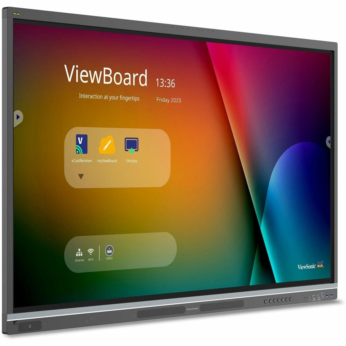 ViewSonic IFP5551 55 Inch 4K ViewBoard Interactive Smart Board with Integrated Education Software, Android 14, Google EDLA, 50-Point Touch, Built-in Microphone, HDMI, VGA, USB Hub, and USB C Inputs