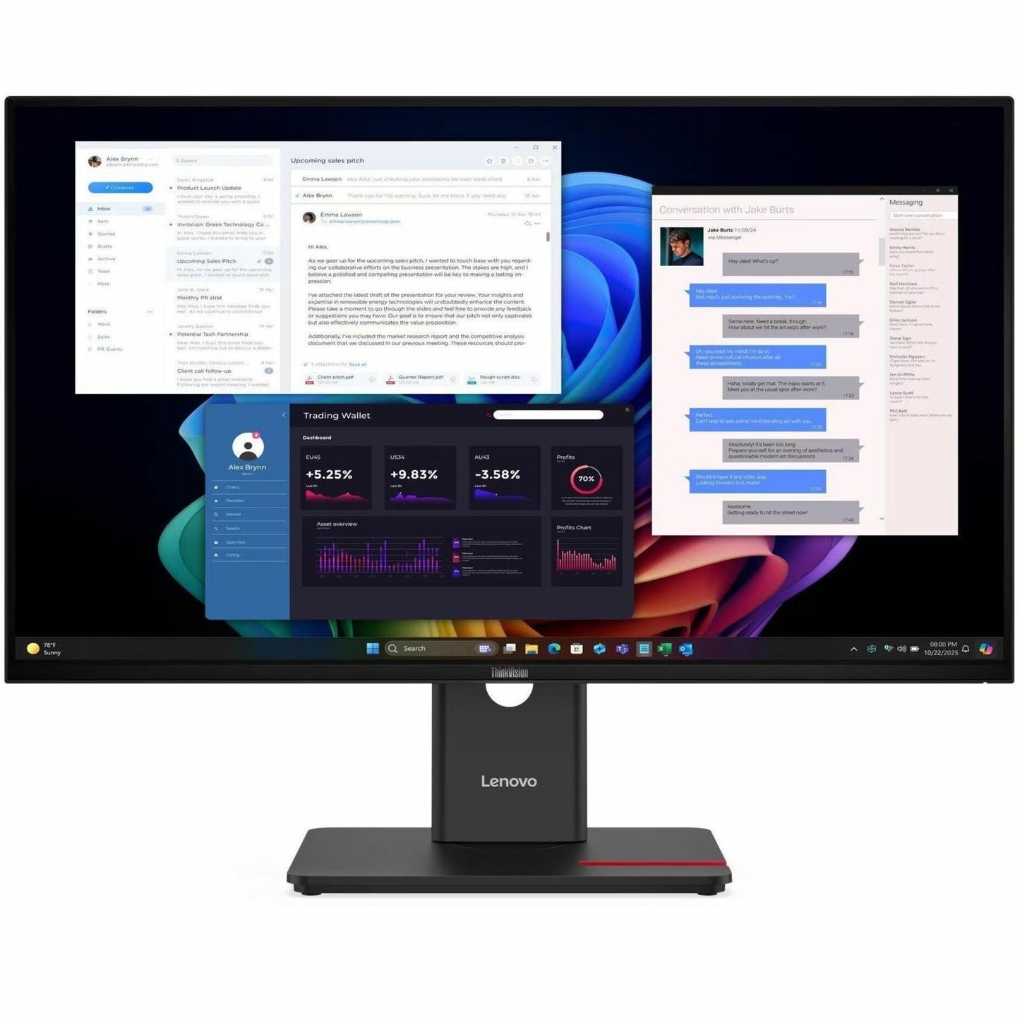 Lenovo Monitors 64AFGAR2US, Provides Sharp Visuals (1 Year Warranty)