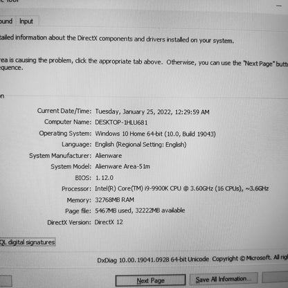 Alienware Area-51m i9-9900k RTX 2070 144hz Gaming Laptop (New Open Box)