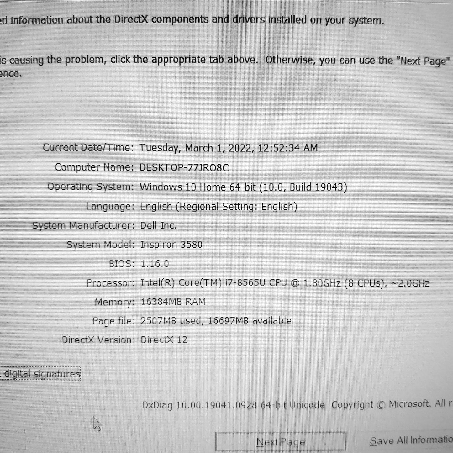 Dell Inspiron 3580 i7-8565u Radeon 520 2gb Laptop (Used Just Like New)