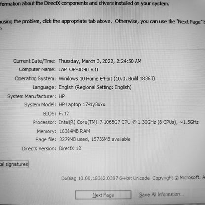 HP 17-BY3 Core i7-1065G7 Iris Plus Laptop (New)