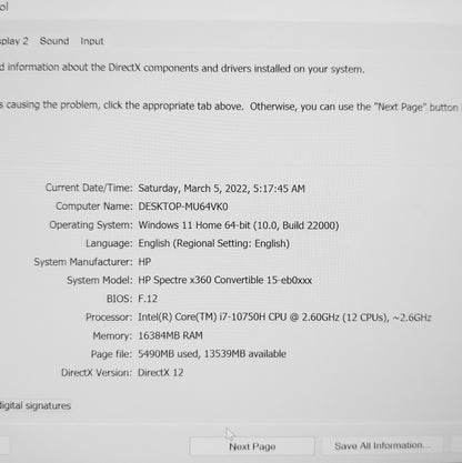 HP Spectre Diamond Cut Series X360 Convertible 15-EB0 Laptop (Open Box)