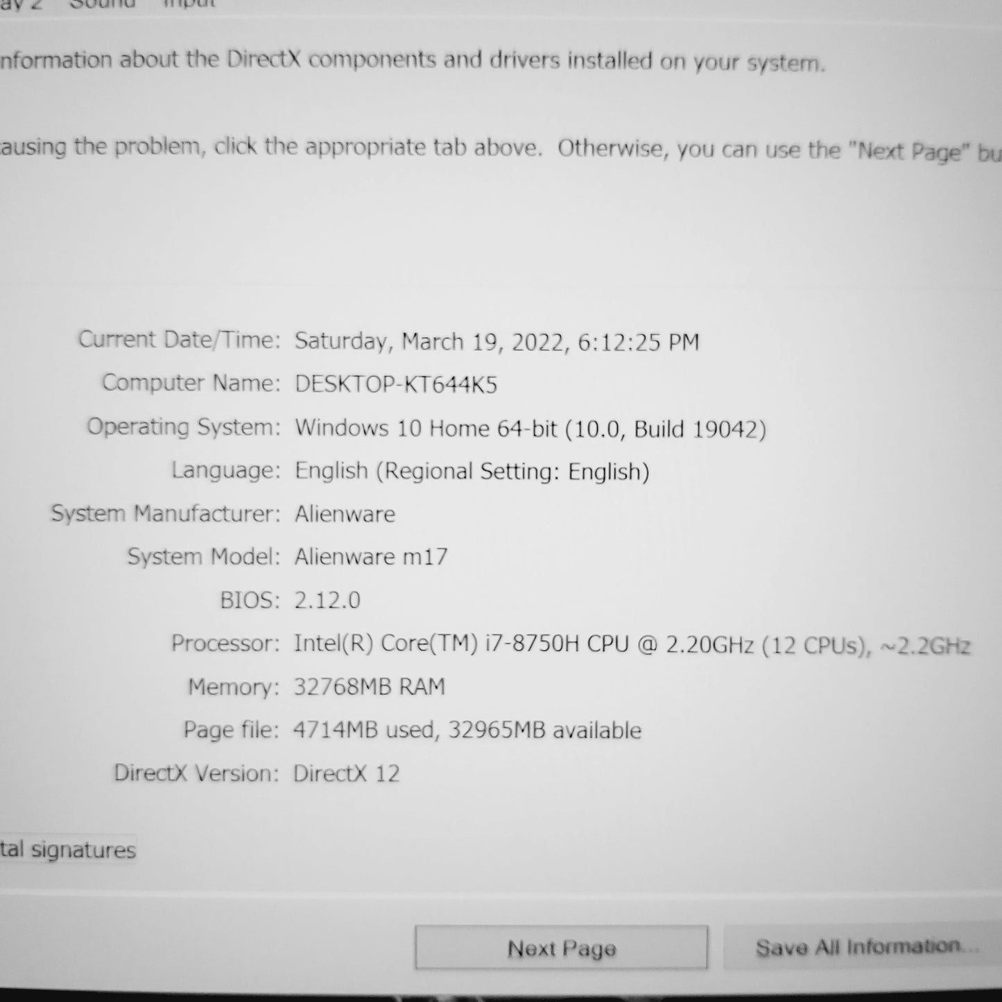 Alienware M17 Rtx 2080 i7-8750h Gaming Laptop (New Open Box)