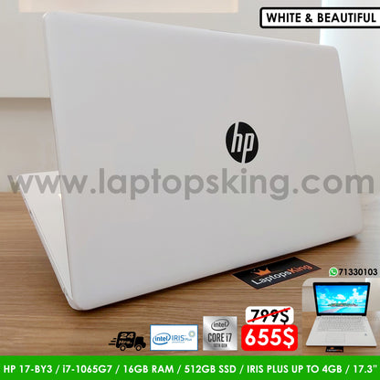 HP 17-By3 i7-1065g7 Iris Plus White Laptop (New Open Box)