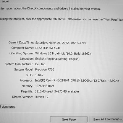 Dell Precision 7730 Xeon E-2186m 17.3" 4K Workstation Laptop (New Open Box)