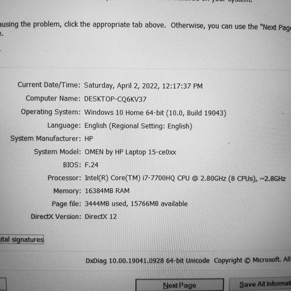 HP Omen 15-CE0 i7-7700HQ GTX 1050 Ti Gaming Laptop (Used Very Clean)