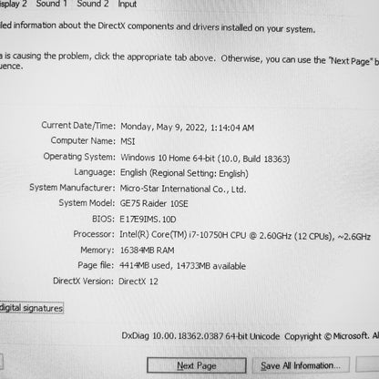 Msi Ge75 Raider 10se Steelseries i7-10750h Rtx 2060 144hz Gaming Laptop (New Open Box)