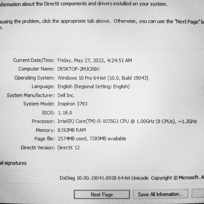 Dell Inspiron 3793 i5-1035G1 17.3" Laptop (Open Box)