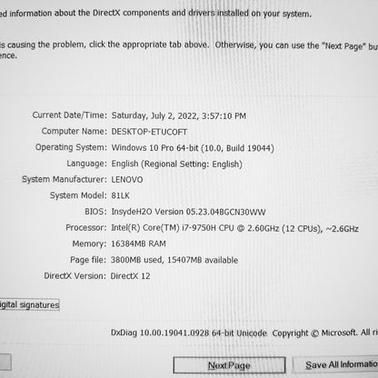 Lenovo IdeaPad L340 81LK i7- 9750H Gtx 1650 Gaming Laptop (New Open Box)