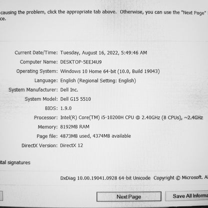 Dell G15 5510 Core i5-10200H GTX 1650 120Hz Gaming Laptop (Open Box)