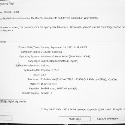 Dell Inspiron 15 5510 i7-11390h Iris Xe 15.6" Laptop Offers (New Open Box)