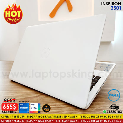 Dell Inspiron 3501 White i7-1165G7 VGA Iris Xe Laptop Offers (New Open Box)