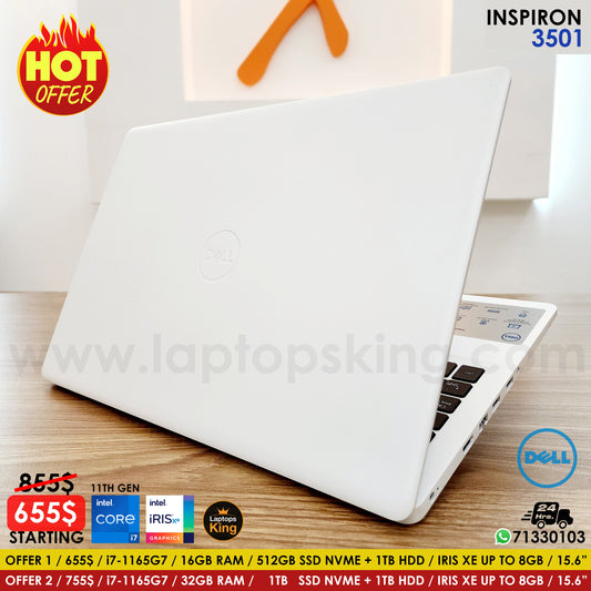 Dell Inspiron 3501 White i7-1165G7 VGA Iris Xe Laptop Offers (New Open Box)