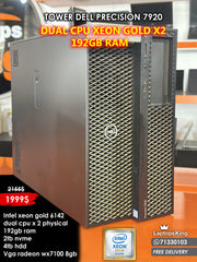 TOWER DELL PRECISION 7920 DUAL CPU XEON NEON GLOD X2 6142 192GB RAM VGA RADEON WX7100 DESKTOP