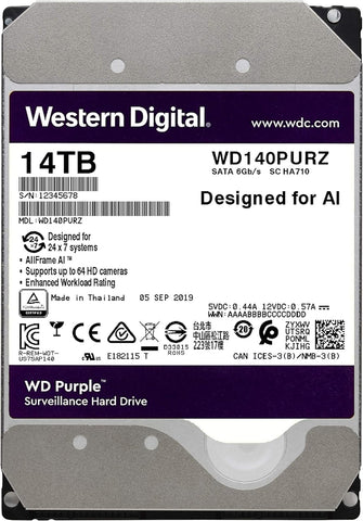 Western Digital 14TB SATA 6 Gb/s, 512MB Cache, 3.5" WD Purple Surveillance Internal Hard Drive (Brand New)