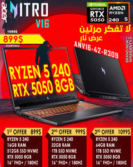 ACER NITRO V16 ANV16-42-R309 RYZEN 5 240 RTX 5050 16” FHD 180HZ GAMING LAPTOP (BRAND NEW 1YR WARRANTY)