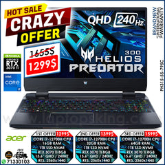 Acer Predator Helios 300 PH315-55-795C Core i7-12700h Rtx 3070 Ti 240hz Qhd Gaming Laptop Offers (Brand New)