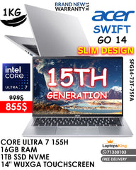 ACER SWIFT GO 14 SFG14-73T-75FA CORE ULTRA 7 155H 14” WUXGA TOUCHSCREEN LAPTOP (BRAND NEW)