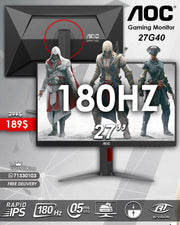 Aoc 27G40 27” FHD 180HZ 0.5MS GAMING MONITOR (BRAND NEW)