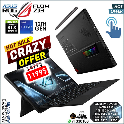 Asus Rog Flow Z13 2in1 Core i9-12900h Rtx 3050 Ti FHD+ | Touch Detachable Laptop Offer (Brand New)