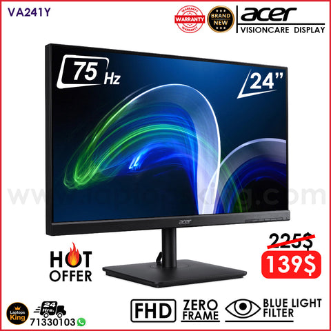 Acer VA241Y 24" Fhd 75hz Zero Frame Blue Light Filter Monitor (Brand New)