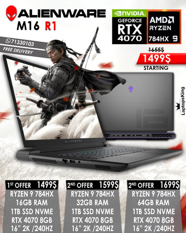 ALIENWARE M16 R1 RYZEN 9 7845HX RTX 4070 16" QHD+ 240HZ GAMING LAPTOP (NEW OB 1YR WARRANTY)