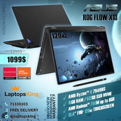 Asus Rog Flow X13 GV302XA-X13.R9512 Ryzen 9 7940hs Radeon 780m 120hz 13.4" Fhd+ Touch 2in1 Laptop (Brand New)