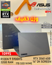 ASUS ROG ZEPHYRUS G14 GA401QM-K2217R RYZEN 7 5800HS RTX 3060 6GB 14" 2K LAPTOP (OPEN BOX WITH WARRANTY)