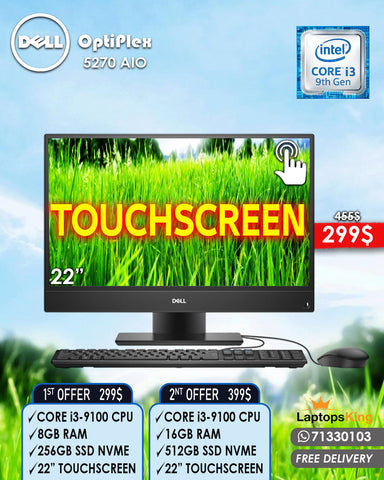 DELL OPTIPLEX 5720 CORE i3-9100 22” TOUCHSCREEN AIO DESKTOP COMPUTER (OPEN BOX WITH WARANTY)