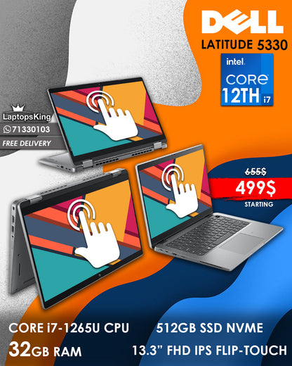 DELL LATITUDE 5330 2in1 CORE i7-1265U 13.3 INCH FHD FLIP-TOUCH LAPTOP (NEW OB 1YR WARRANTY)