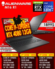 ALIENWARE M16 R1 CORE i9-13900HX RTX 4080 12GB 16" QHD+ 240HZ GAMING LAPTOP (BRAND NEW 1YR WARRANTY)