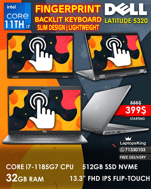 DELL LATITUDE 5320 CORE i7- 1185G7 13.3 INCH FHD FLIP-TOUCH 2in1 LAPTOPS ( NEW OB 1YR WARRANTY)