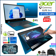 Acer Gateway Elite 2in1 GWCC71416 Core i7-1165g7 Iris Xe Flip-Touch Laptop Offer (New OB)