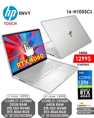 HP ENVY 16-H1055CL CORE i7-13700H RTX 4060 16" 2K TOUCH SCREEN LAPTOP