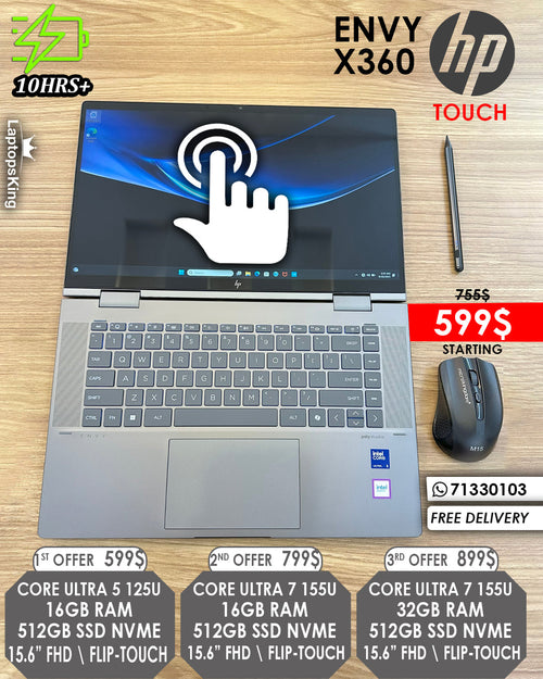 HP ENVY X360 ULTRA 15.6” FHD FLIP-TOUCH LAPTOP OFFER (NEW 1YR WARRANTY)