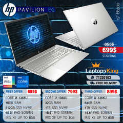 Hp Pavilion EG 15T-EG300 Core i7-1355u VGA Iris Xe 15.6" Laptop Offers (New OB)