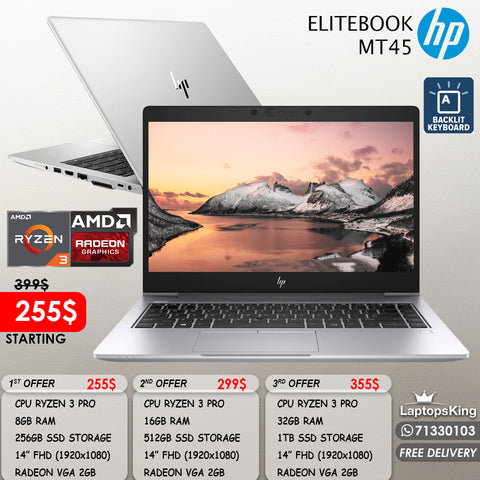 HP ELITEBOOK MT45 RYZEN 3 RADEON VGA 2GB 1920x1080 14" LAPTOPS (OPEN BOX)