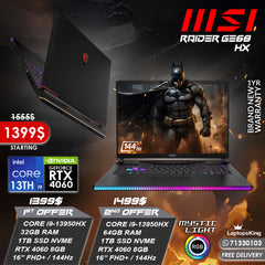 Msi Raider GE68 HX Core i9-13950hx Rtx 4060 144hz 16” Gaming Laptops (BRAND NEW)