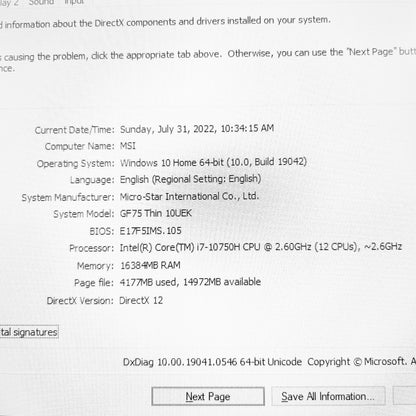 Msi Gf75 Thin 10uek i7-10750H RTX 3060 144Hz 17.3" Gaming Laptop Offers (New)