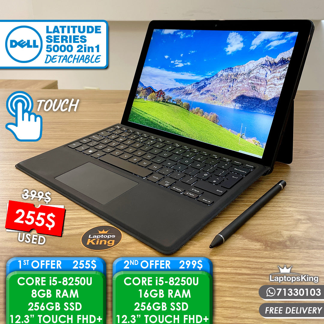 Dell Latitude 5290 2in1 Intel i5 8th Gen Cpu Detachable Touch Laptops (Used Very Clean)
