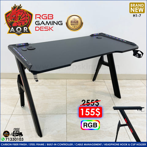 AOR Esports H1-7 | Carbon Fiber Finish Built-In Controller Rgb Gaming Desk Offer (Brand New)