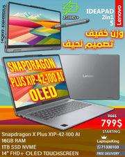 LENOVO IDEAPAD 2 in 1 5 14Q8X9-83GH0002US Snapdragon X Plus X1P-42-100 AI 14” FHD+ OLED FLIP-TOUCH BUSSINESS LAPTOP (BRAND NEW 1YR WARRANTY)